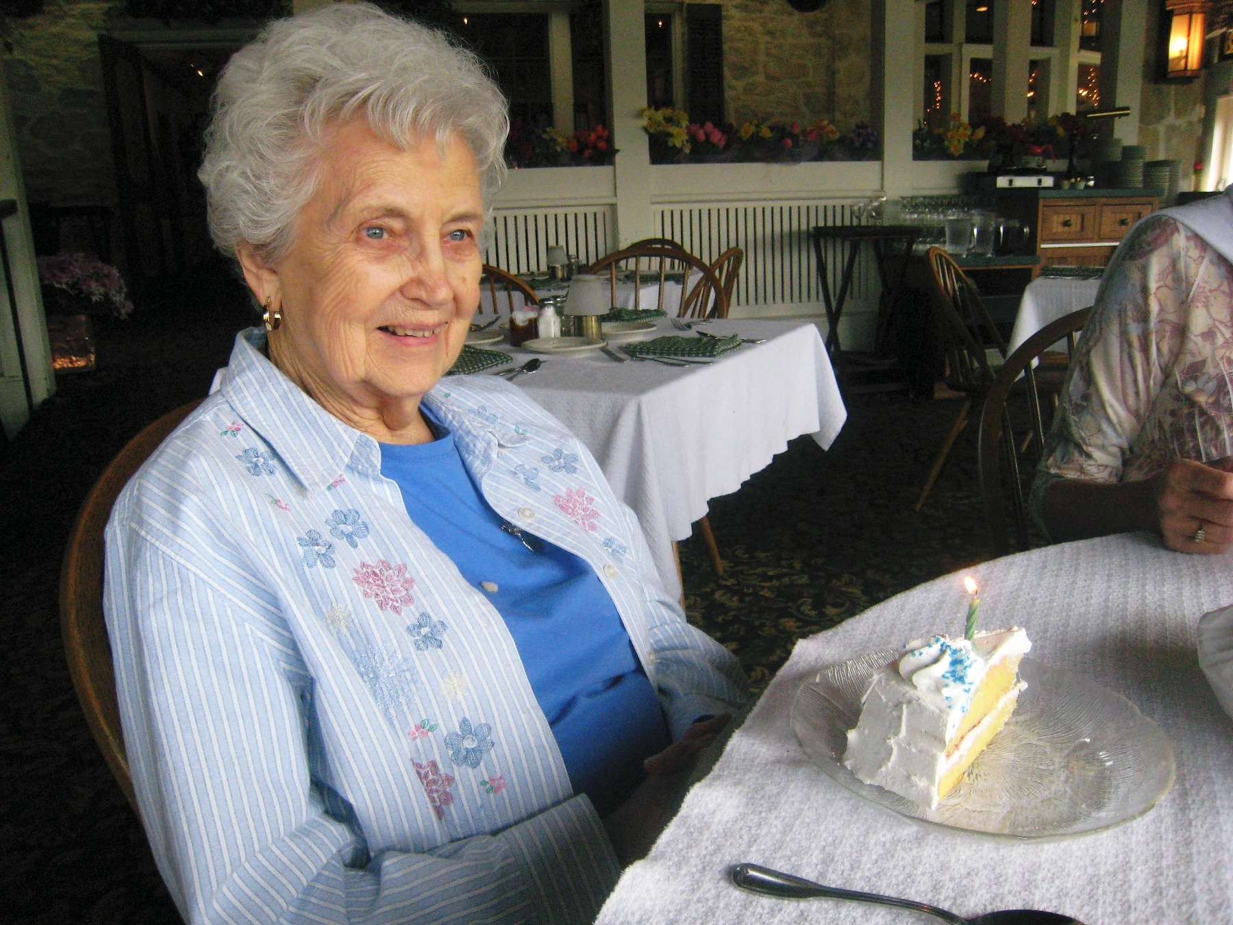 Flo, and her birthday cake – she turned 93 last April.