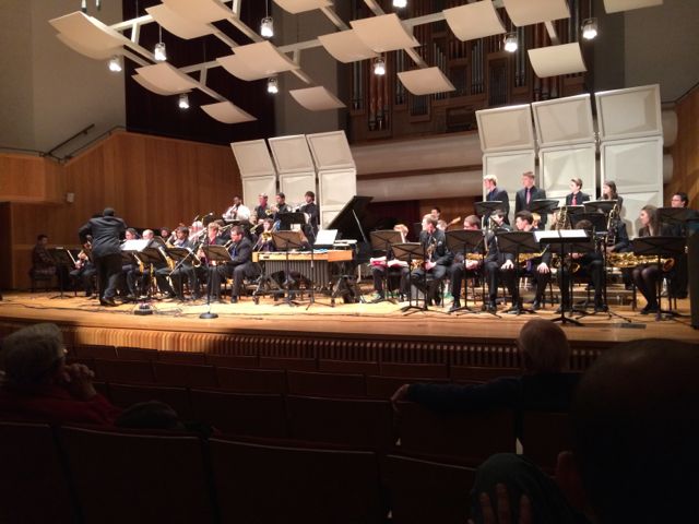 That's the University of Louisville Jazz Ensemble I (L) and the Ballard High School Jazz Band (R)