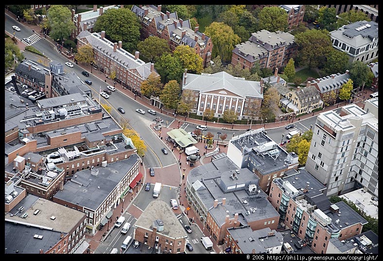 An aerial view of Harvard Square.