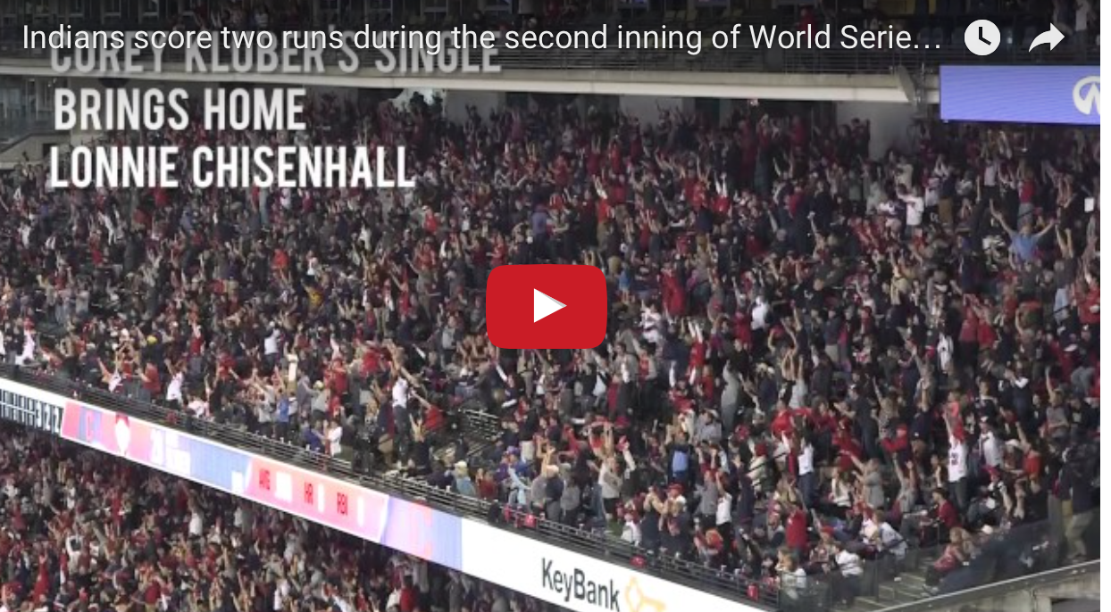 Fans packed Progressive Field to watch the games at Wrigley. (Click image for video.)