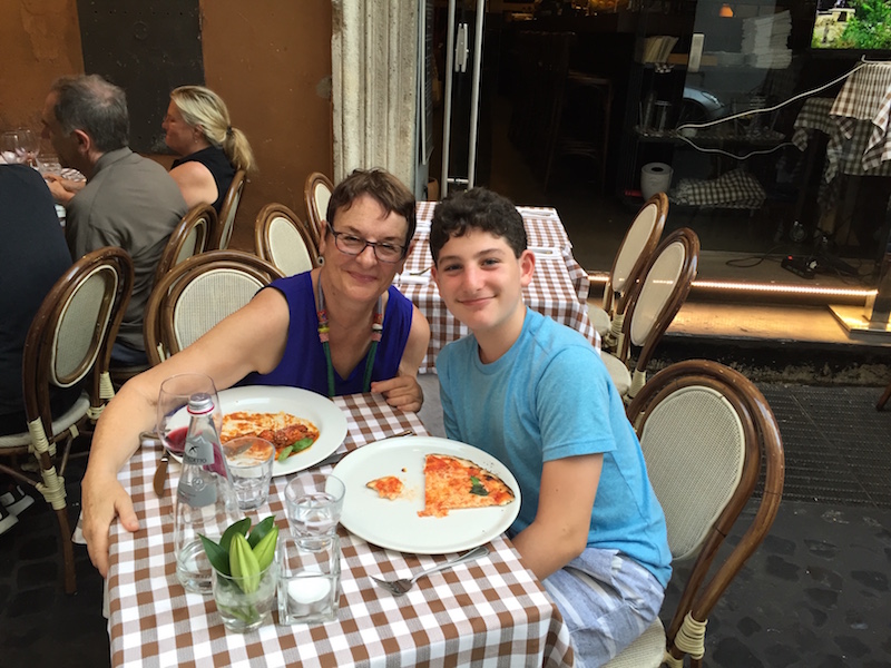 Sharon and Max dining in Rome.