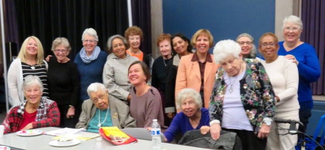Author Beth Finke looking very happy surrounded by members of one of her memoir writing classes