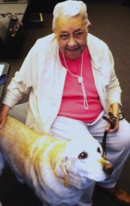 Photo of Wanda with Hanni, Beth's former Seeing Eye dog.