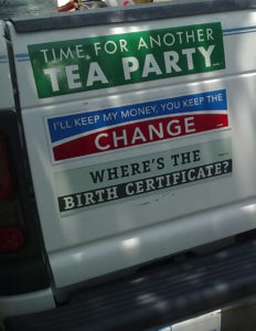 Photo of conservative bumper stickers.