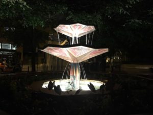 Photo of fountain in park. 