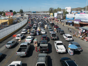 Photo of border crossing at Tijuana, Mexico.